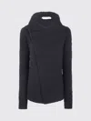 Alberta Ferretti Asymmetric Wool Blend Jacket With High Neck In Black