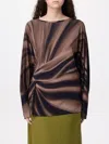 Alberta Ferretti Bishop-sleeves Abstract-print Top In Braun