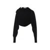 Alberta Ferretti Open Front Black Wool And Silk Cardigan In Black