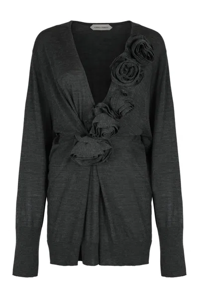 ALBERTA FERRETTI ALBERTA FERRETTI SWEATER IN MERINO WOOL WITH FLORAL EMBROIDERY