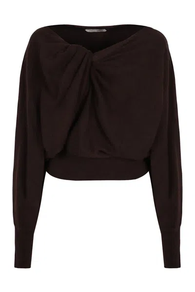 Alberta Ferretti Alberta Ferreti Sweater In Mixed Wool In Brown