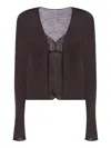 Alberta Ferretti Lace Cardigan In Brown