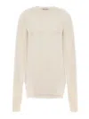 Alberta Ferretti Crew Neck Knitwear Long Sleeve Ribbed Top In White