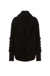 Alberta Ferretti Knitwear With Lace Detail And Shawl Collar In Black