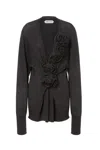 Alberta Ferretti Alberta Ferreti Sweater In Merino Wool With Floral Embroidery In Black