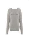Alberta Ferretti Crew Neck Long Sleeve Ribbed Knitwear In Gray