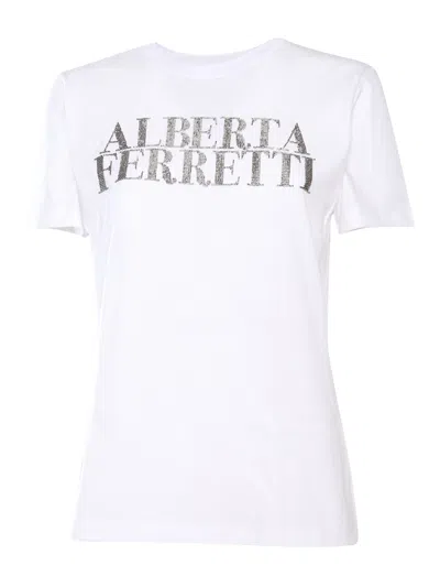 Alberta Ferretti T Shirt Manica Corta In Jersey In White