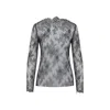 Alberta Ferretti Floral Pattern Lace Ls T-shirt In Gray