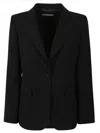 Alberta Ferretti Tailored Black Blazer With Single Button Closure In Black