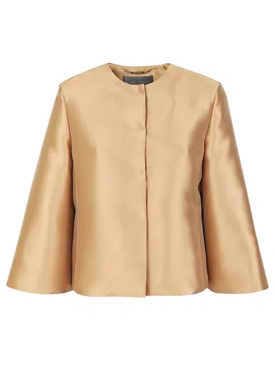Alberta Ferretti Tailored Jacket With Round Neckline And Flowing Sleeves In Brown