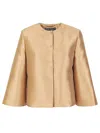 Alberta Ferretti Tailored Jacket With Round Neckline And Flowing Sleeves In Gold