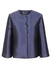 Alberta Ferretti Tailored Jacket With Satin-like Finish And In Blue