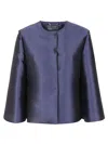 Alberta Ferretti Tailored Jacket With Satin-like Finish And In Blue