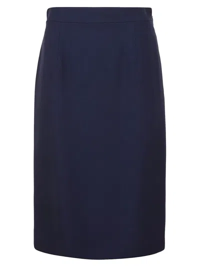 Alberta Ferretti Tailored Midi Skirt With Structured Silhouette In Blue