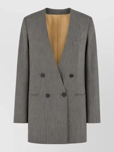 Alberta Ferretti Tailored Pinstripe Double Breasted Jacket Vest