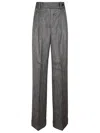 Alberta Ferretti Tailored Straight-leg Trousers With Subtle Pinstripe Pattern In Gray