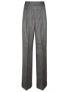 Alberta Ferretti Tailored Straight-leg Trousers With Subtle Pinstripe Pattern In Gray