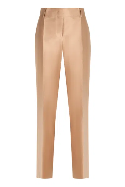 Alberta Ferretti Mikado Trousers In Beige