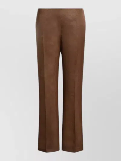 Alberta Ferretti Tailored Trousers High Waist Button Detail In Brown