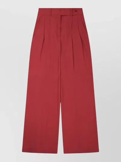 Alberta Ferretti Tailored Trousers Pleated Front Wide Leg In Red