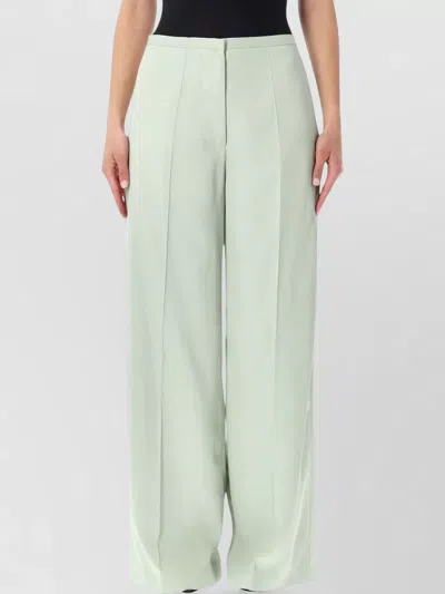 Alberta Ferretti Tailored Wide Leg Fluid Pleated Pants In Green