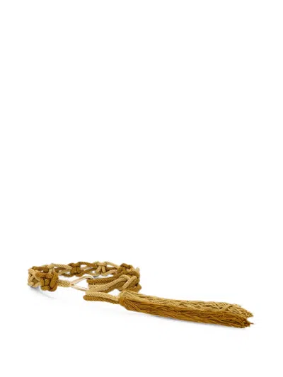 Alberta Ferretti Tassel-detail Braided Belt In Gold