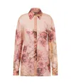 Alberta Ferretti Tattoo-print Silk Shirt In Nude