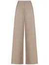 Alberta Ferretti Taupe Satin Finish Wide-leg Trousers In Brown