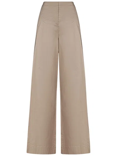 Alberta Ferretti Taupe Satin Finish Wide-leg Trousers In Brown