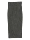 Alberta Ferretti Textured Black Wool Blend Midi Skirt In Gray