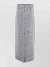 Alberta Ferretti Textured Herringbone Midi Skirt Slit In Gray