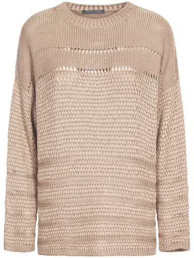 ALBERTA FERRETTI TEXTURED KNIT BEIGE SWEATER