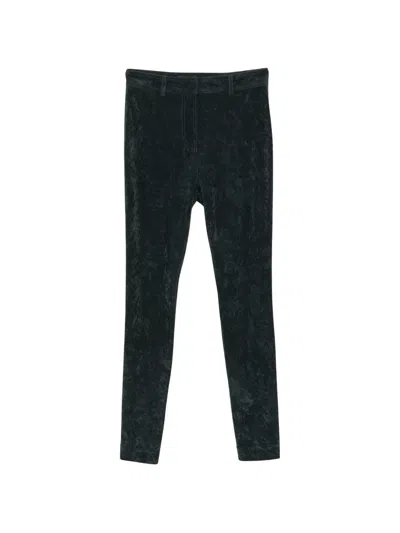 Alberta Ferretti Textured Mid-rise Tapered Formal Pants In Black