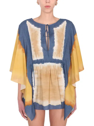 Alberta Ferretti Tie Dye Print Caftan In Multicolour