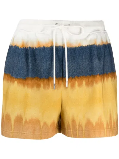 Alberta Ferretti Tri-coloured Cotton Shorts In Yellow