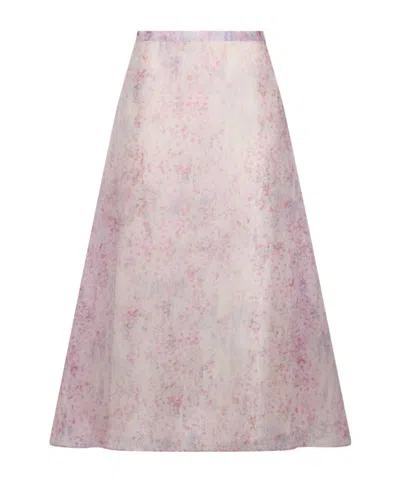 Alberta Ferretti Tie-dyed Midi Skirt In Pink