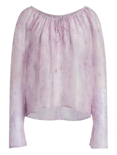 Alberta Ferretti Tie Floral Blouse In Pink