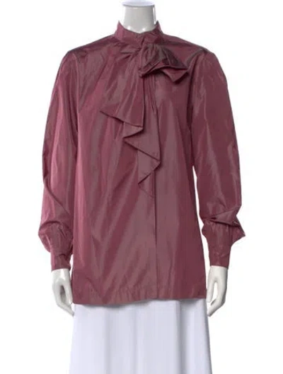 Pre-owned Alberta Ferretti Tie Neck Long Sleeve Blouse In Purple