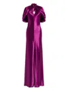 Alberta Ferretti Tie-neck Open-back Maxi Dress In Purple