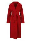 Alberta Ferretti Double-breasted Belted Coat In Red