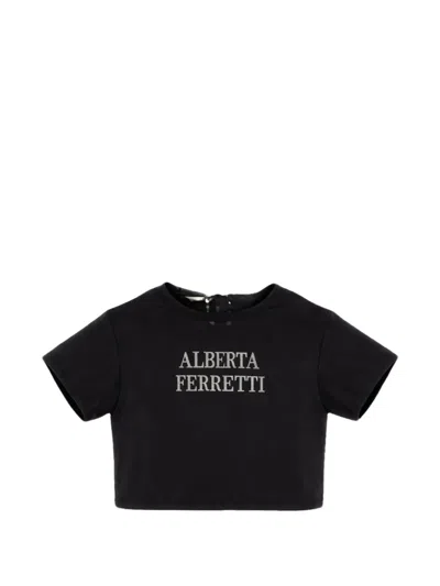Alberta Ferretti Kids' Tie-back T-shirt In Black