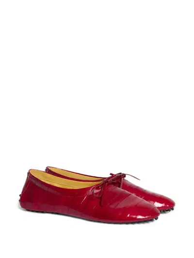 Alberta Ferretti Tie-detail Ballet Flats In Red