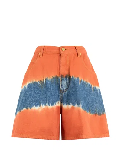 Alberta Ferretti Tie-dye Denim Shorts In Multi