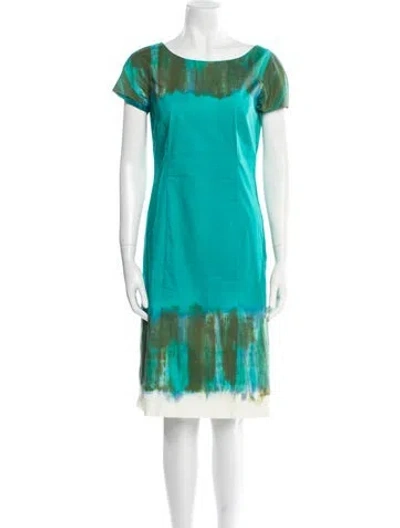 Pre-owned Alberta Ferretti Tie-dye Print Knee-length Dress In Green