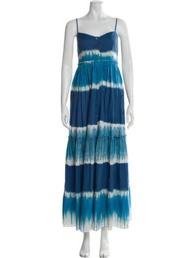 Pre-owned Alberta Ferretti Tie-dye Print Long Dress In Blue