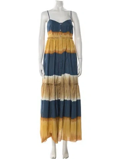 Pre-owned Alberta Ferretti Tie-dye Print Long Dress In Blue