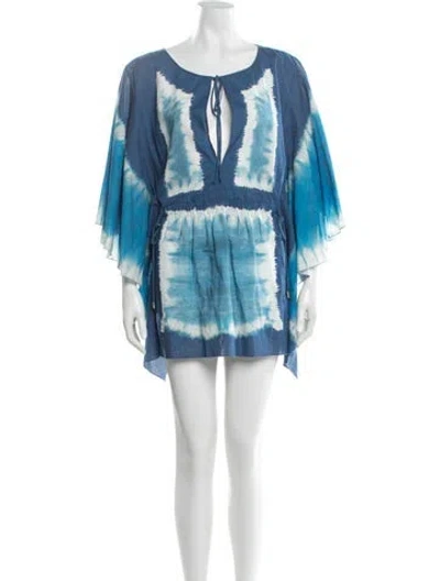 Pre-owned Alberta Ferretti Tie-dye Print Mini Dress In Blue