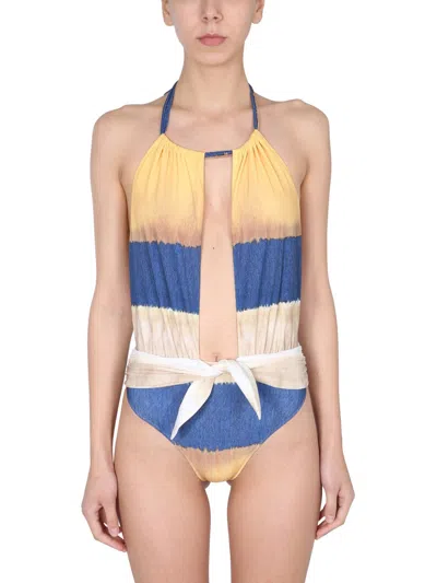 Alberta Ferretti Tie-dye Print One-piece Swimsuit In Multicolor