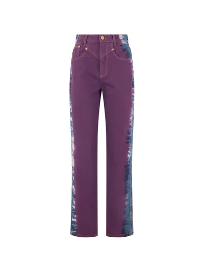 Alberta Ferretti Tie-dye Straight-leg Jeans In Purple