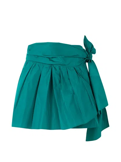 Alberta Ferretti Tie-fastening Pleated Wrap Mini Skirt In Blue